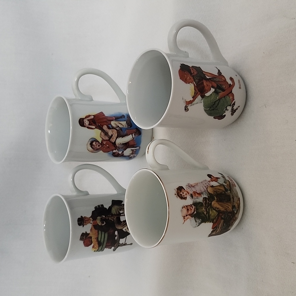 EUC Norman Rockwell Coffee Cup Set